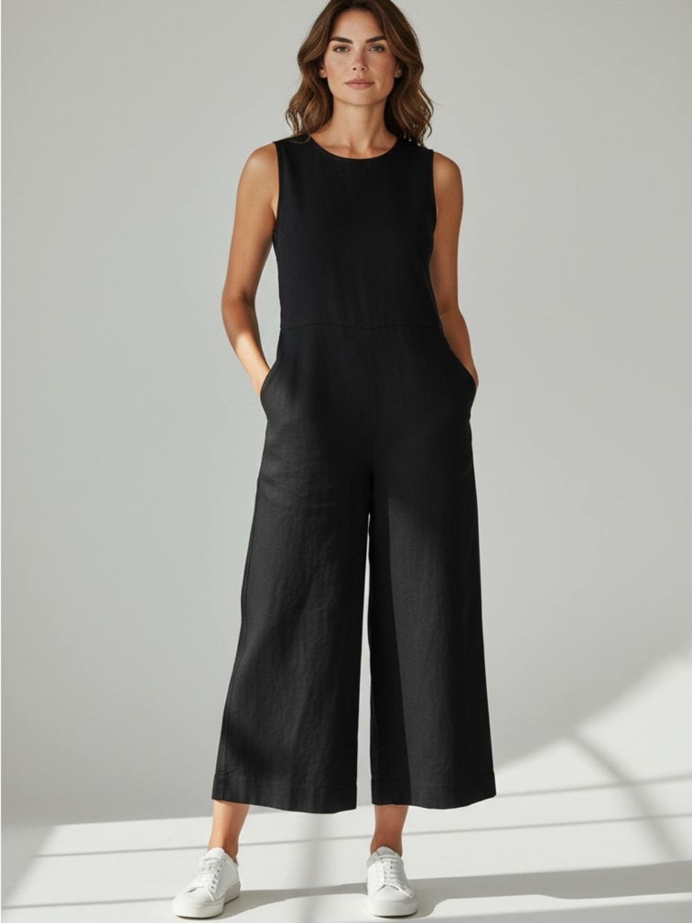 Vintage Women’s Sheri Martin Black Sleeveless Wide-Leg Jumpsuit Sz 8 Minimalist